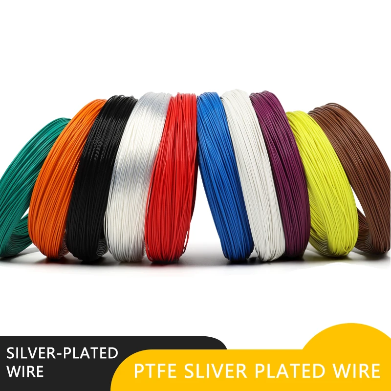 5/10M PTFE Sliver Plated Wire 30AWG - 10AWG High Purity OFC Electronic Line Copper Headphone Signal HiFi Audio Speaker Cable DIY