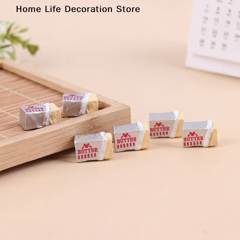 【TG】6Pcs 1/12 Simulation Food Butter Miniature Pretend Play Kitchen Diy Bread Set Toy Breakfast Tableware Doll House Accessories