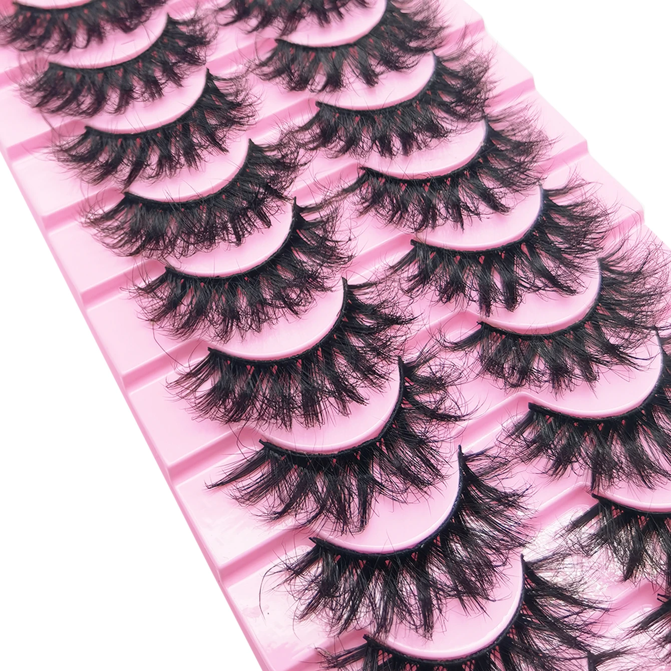 爆発的なボリューム感の黒まつげ10ペア、自然な形、8Dドラマティックまつげ、Dカールつけまつげ