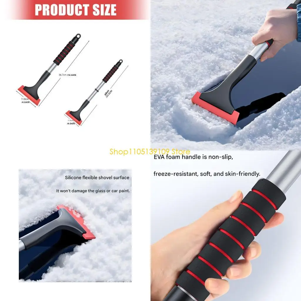 

P5ED Средство для удаления льда с выдвижной ручкой, инструмент для удаления инея с окон, универсальный скребок для льда, лопата