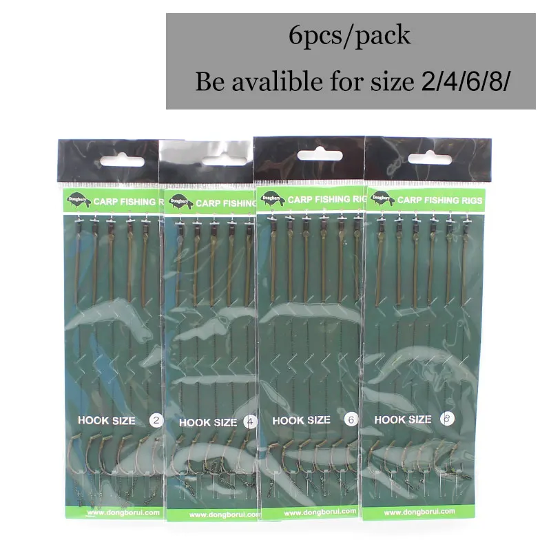 6pcs Carp Fishing Line Soft Hooklink Braided Hook link Hair Chod Rig Carp Coarse Feeder Fishing Tackle