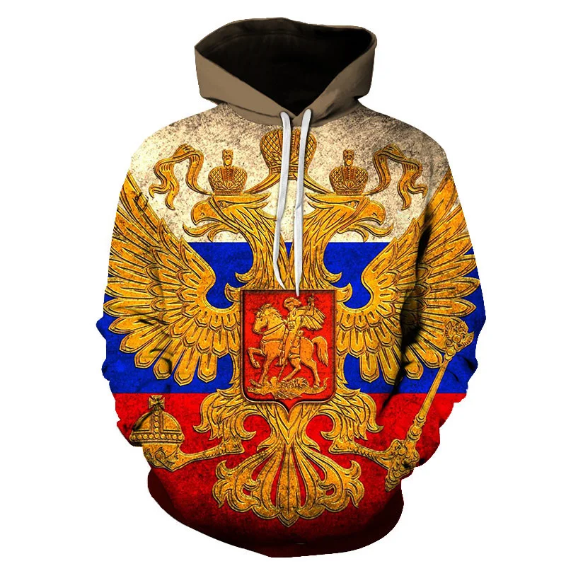 Russian Eagle Emblem Graphic Hoodies for Men Clothing Russia National Flag Hoodie Unisex Casual Sweatshirt USA Ethiopia Tops Tee