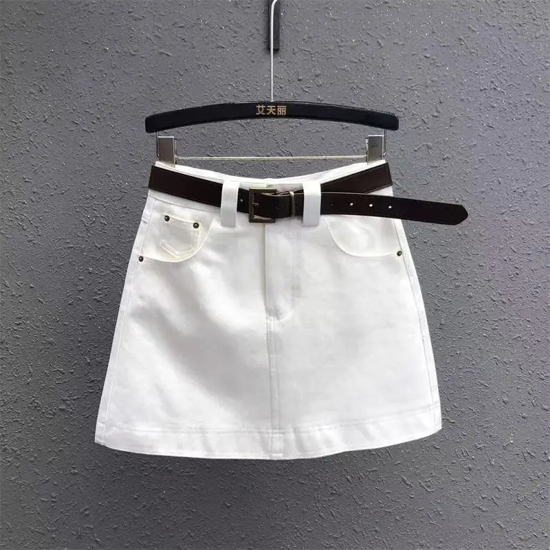 

Summer New White Denim Skirt Women High Waist A-word Hip Skirt