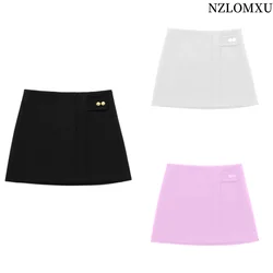 2024 Spring Autumn Women Classic Solid Single Button Elegant High Waist A-line Shorts Y2K Women Clothing