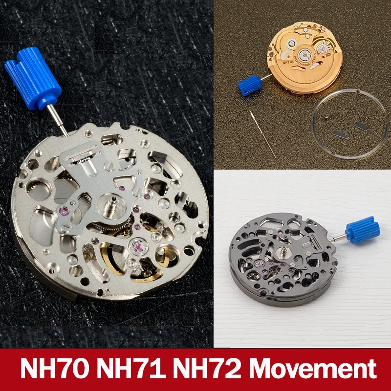 Japan Genuine NH71 NH72 NH70 Mechanical Movement 24 Jewels Skeleton Mechanism Modification Automatic Watch Replace Movement