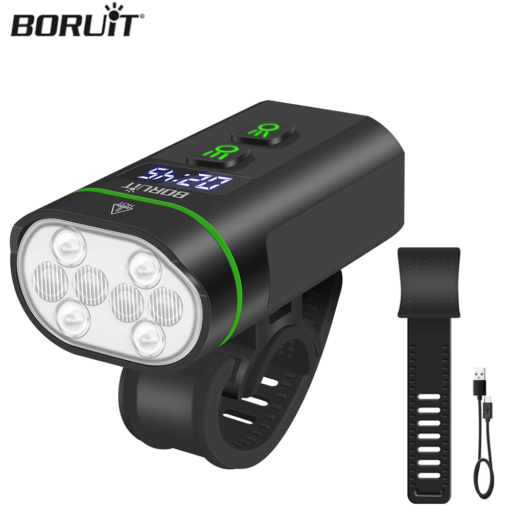 BORUIT Bicycle Light Front 5000mAh Bike Light Waterproof Flashlight USB Charging MTB Road Outdoors Cycling Lamp Accessories