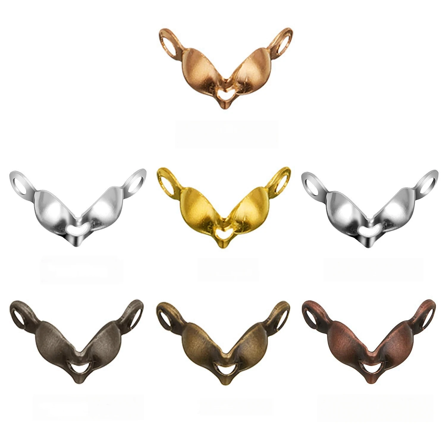 

200 pieces of open metal buckle, metal clamshell pressed folding end cap, used for jewelry making DIY crafts