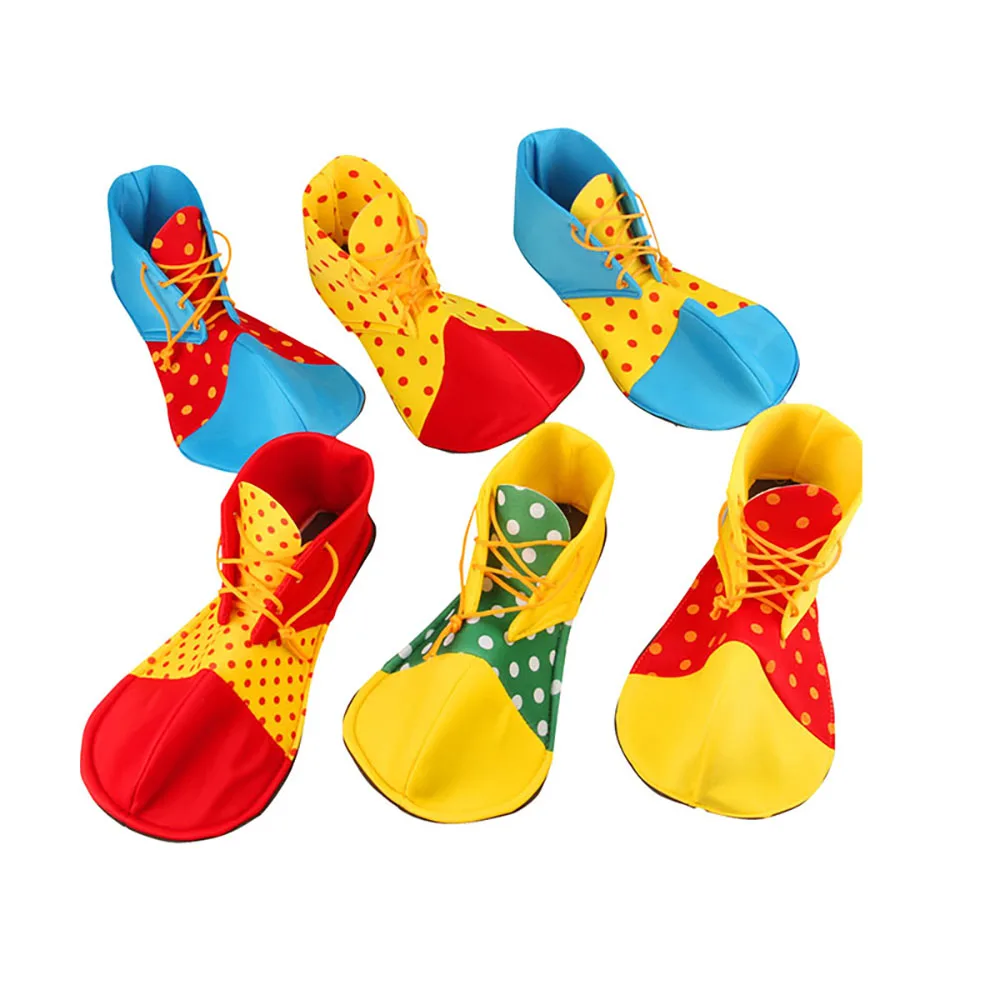 Children's Joker Shoes - Polka Dot Color blocked Joker Shoes, Halloween Party Shoes, Circus Props, Party Carnival Rainbow Shoes