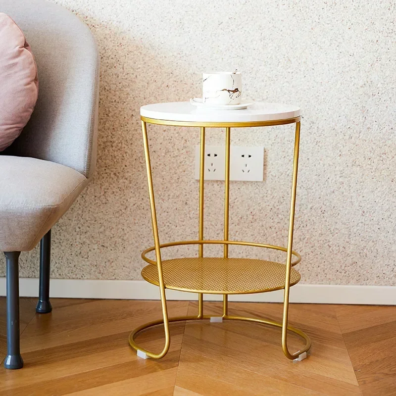 طاولة نهاية مستديرة من الرخام - تصميم أرجل ذهبية سوداء لمنطقة أريكة غرفة المعيشة، طاولة قهوة مدمجة وطاولة زاوية، Luxu خفيفة #2