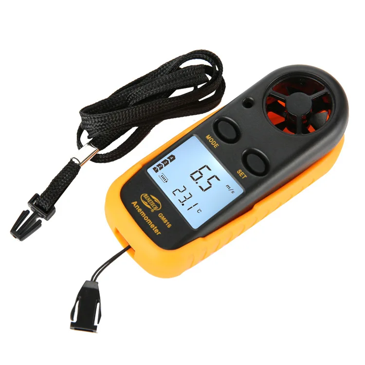 GM816 Digital Anemometer Wind Speed Mini Air Velocity Airflow Temperature with LCD Backlight Wind Speed Meter