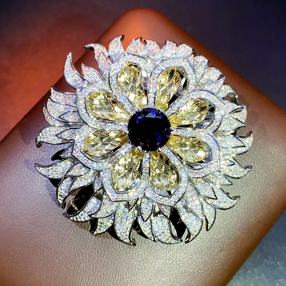 

Elegant Multi-Layer Sunflower Brooch Clothing Accessory Luxury Flower Pin Corsage Coat Sweater Jewelry Birthday Gifts for Women