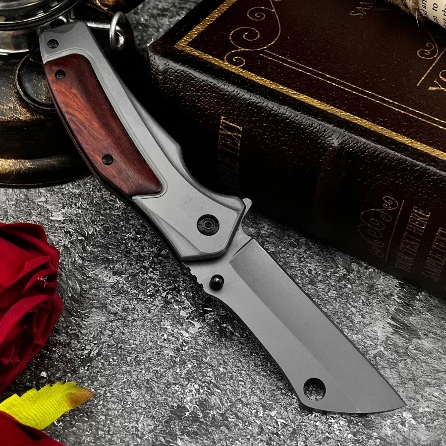 

DA107 Красный складной нож 5Cr13Mov, лезвие 420, сталь + цветная деревянная ручка, острая уличная портативная многофункциональная EDC для кемпинга