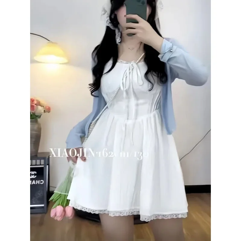 بالإضافة إلى حجم بالإضافة إلى حجم فستان حزام الحلو التخسيس سترة مفتوحة قطعتين مجموعة ألف خط الدانتيل المرقعة الخصر مقصوص نمط جديد...