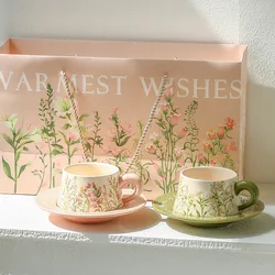 Exquisite Ceramic Coffee Cup Dish Color Glaze Craft Retro Style Afternoon Tea Coffee Cup Good Choice For Giving Gifts