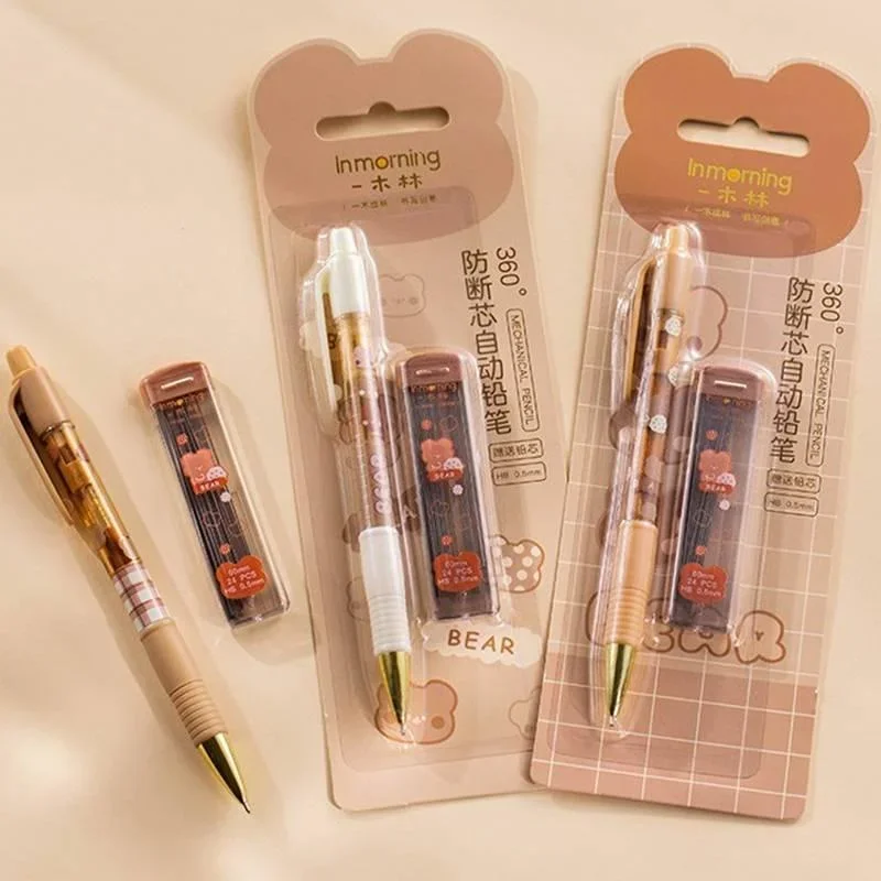 Kawaii Animal Little bear Mechanical Pencil 0.5mm Refills Automatic Pencils Cute Stationery Set Office School Supplies kids gift