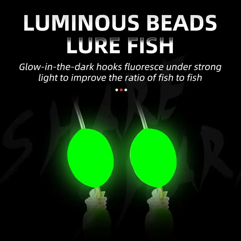 6 Hooks Luminous Sabiki Rigs Saltwater Real Fish Skin String Hook Mackerel Feathers Fishing Lures Set Fishing Bait