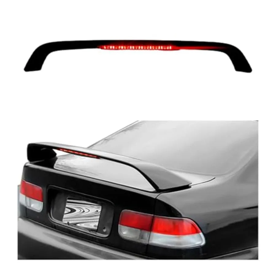 

Rear Trunk Lid Spoiler Wing Compatible with 1996-2000 Honda Civic 2DR Coupe w/LED Brake Light Matte Black ABS Plastic Paintable