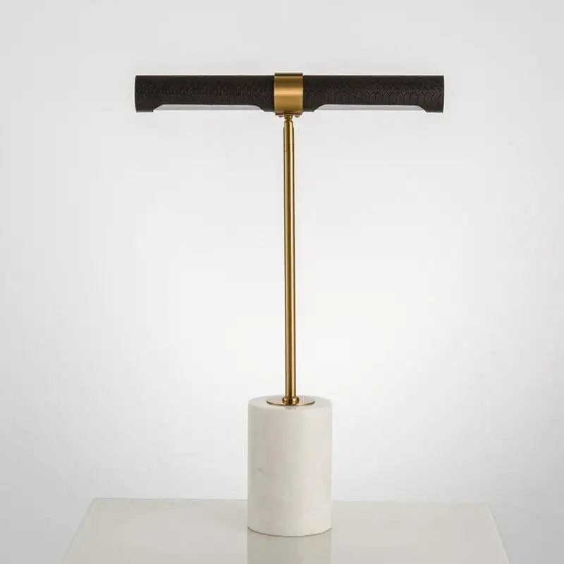 Decorative Table Lamp, Designer Light Luxury Leather Marble Desk Lamp Personalized Study Room Children's Bedroom Bedside Lamp view 2