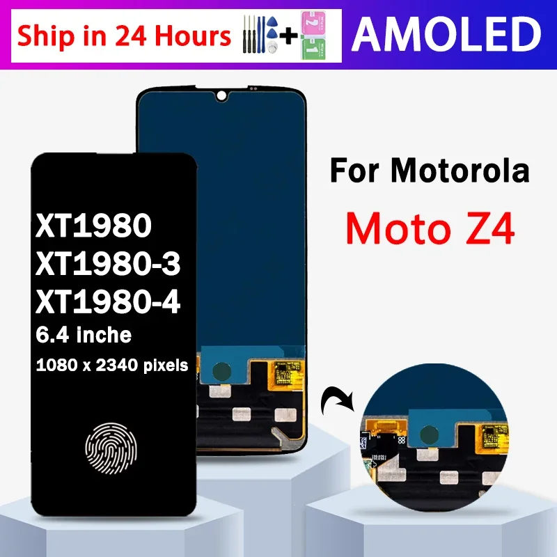 

Super AMOLED For Motorola Moto Z4 XT1980 LCD Display Touch Screen Digitizer Assembly for Moto Z4 XT1980-3 XT1980-4 Display