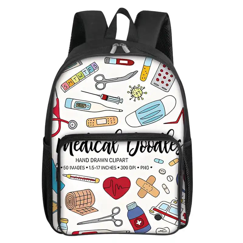 

Медицинский рюкзак с квадратным передним карманом и молнией, большая вместимость для мальчиков и девочек, лучший подарок, детская школьная сумка с 3D мультяшным рисунком