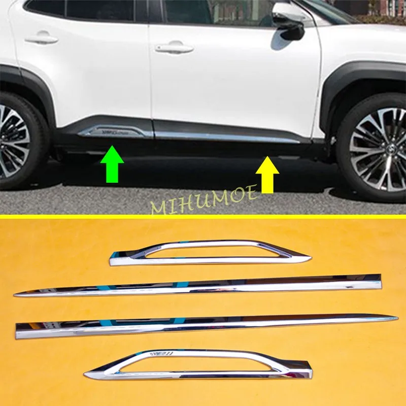 Glossy Chrome Door Body Side Skirts Molding Trims Stylish Accessories For Toyota Yaris Cross 2025 2024 2023 2022 2021