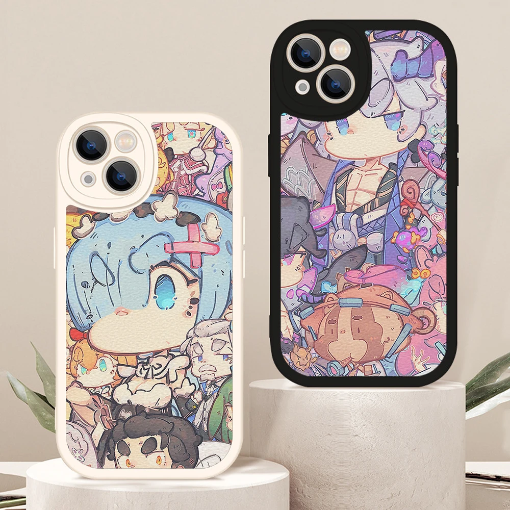 Anime Hand Drawn Only for Female Students Phone Case for Iphone 13 12 11 Pro MAX 7 8 Plus X XS XR 14 Lambskin Protective Covers