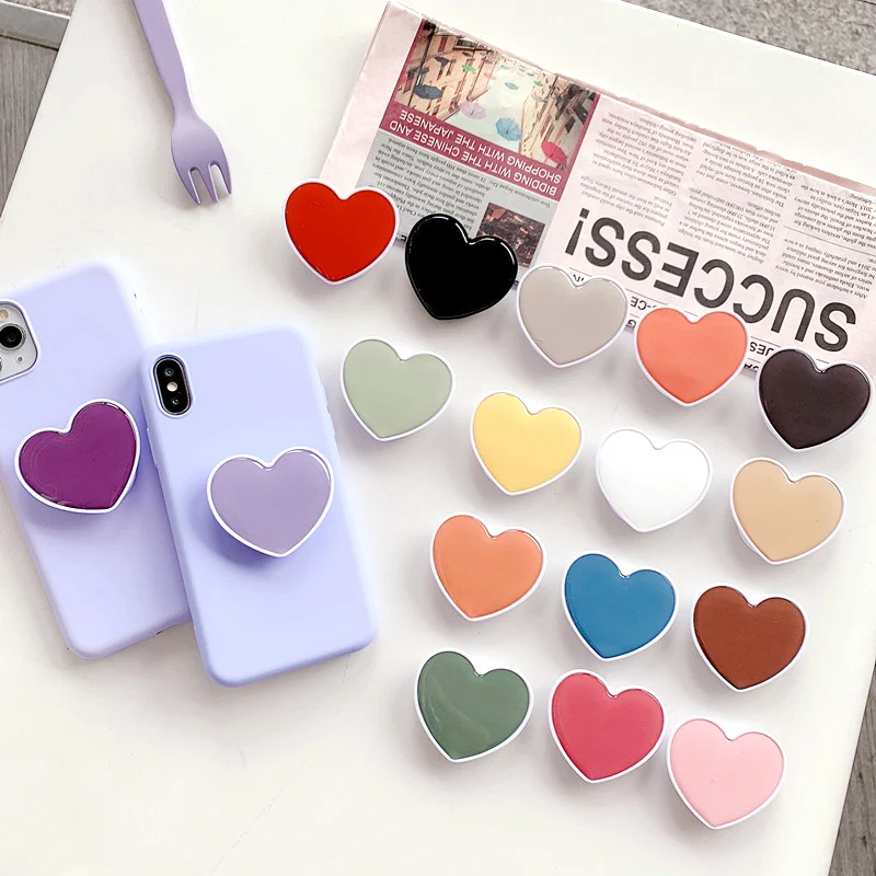 Cute Heart Sockets Grip Stand Universal Phone Holder Finger Ring Holder Griptok Stand Back Cover Clip Sticker Phone Accessories