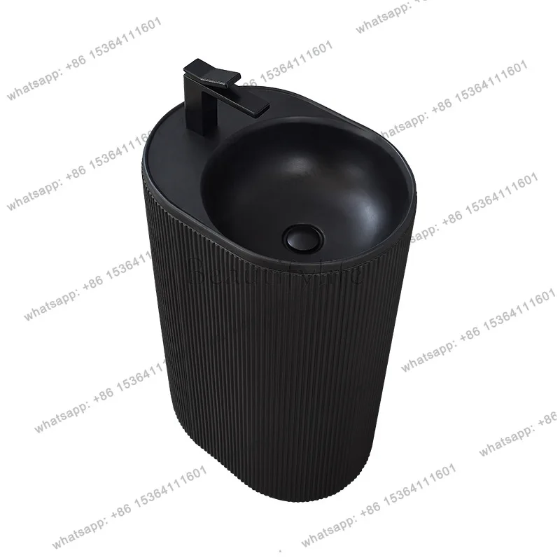 Simple artificial stone marble column basin integrated balcony floor-to-ceiling sink basin