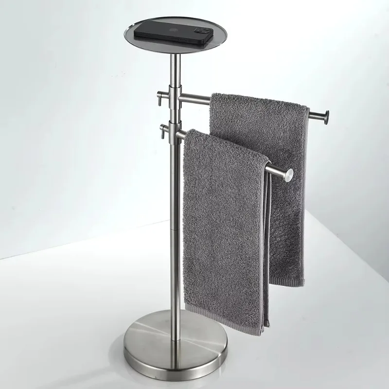 Stainless Steel Towel Rack Floor Standing Base Towel Holder Storage Hanger Storage Shelf  Kitchen Organizer Bathroom Accessories
