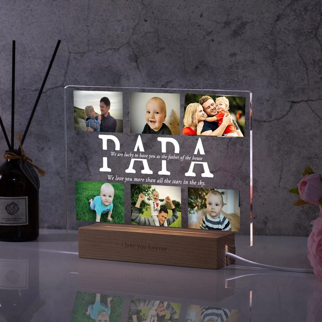 Custom Photo Acrylic Plaque Anniversary Gifts Personalised Night Light Mother's Day Gift MOM DAD Family Gift Father's Day Gift