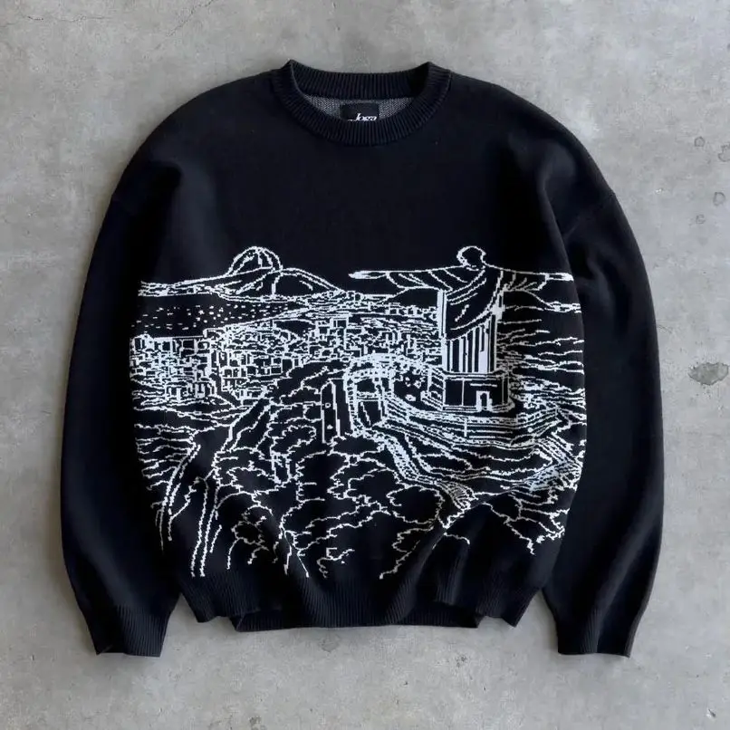 

Men's Sweater Y2K Twin Knit Oversized Women Pullovers Gothic Jumper Winter Graphic Streetwear Long Sleeve Tops Vintage Clothing