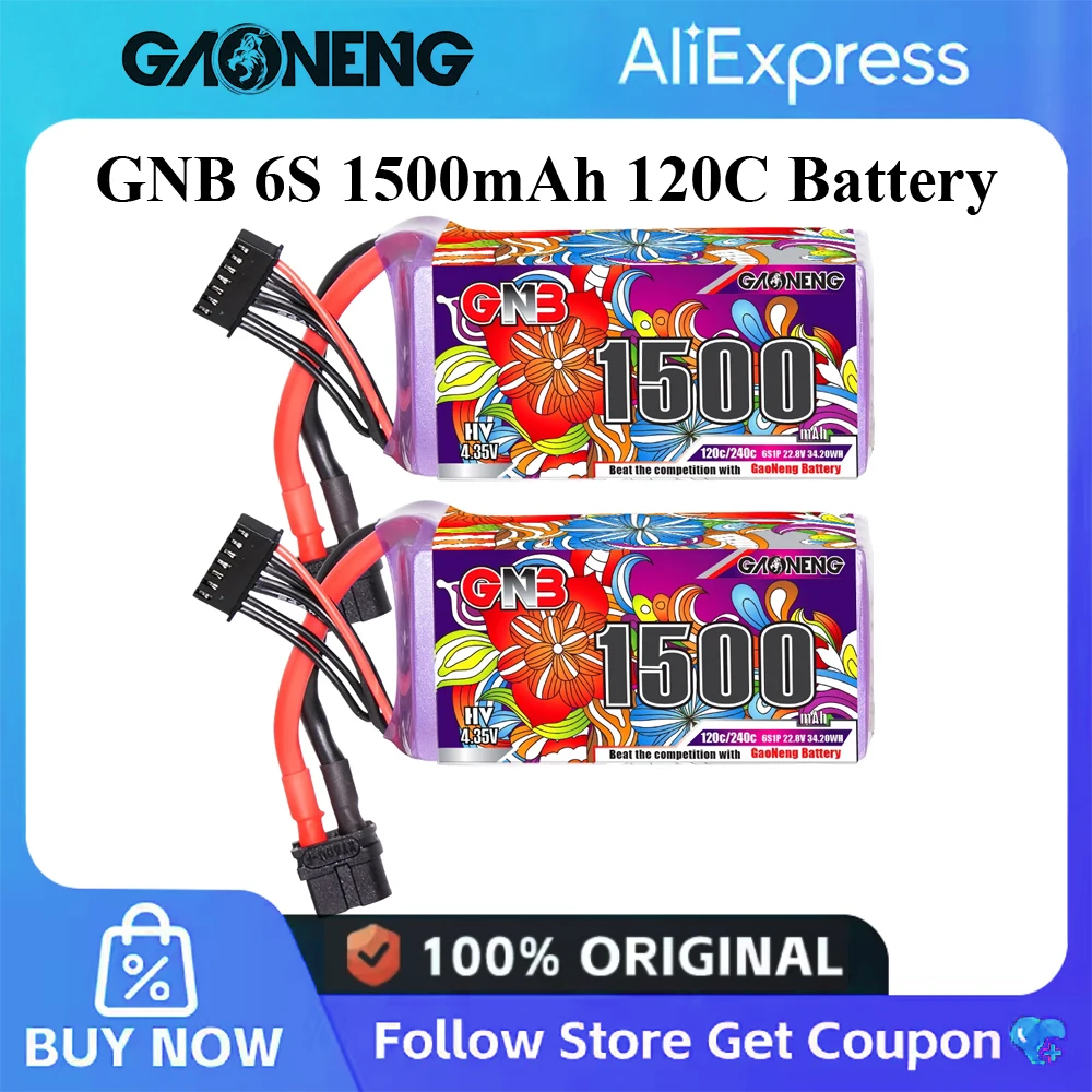 GNB 6S 1500mAh 120C/240C Lipo Battery For RC Helicopter Quadcopter FPV Racing Drone  XT60 22.8V Battery