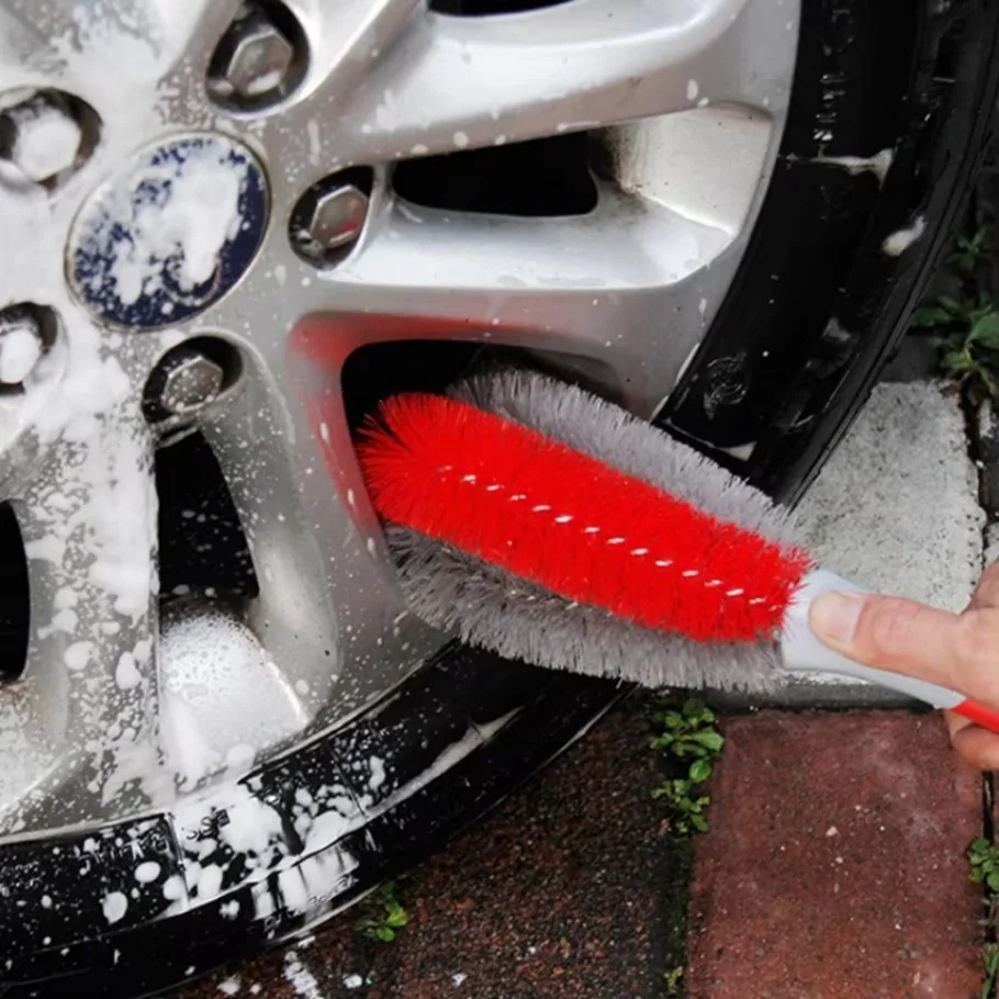 Escova de limpeza do cubo da roda do carro do aro do pneu ferramentas de limpeza automática anti deslizamento revestido de borracha lidar com escova de detalhamento do carro ferramentas de limpeza automática