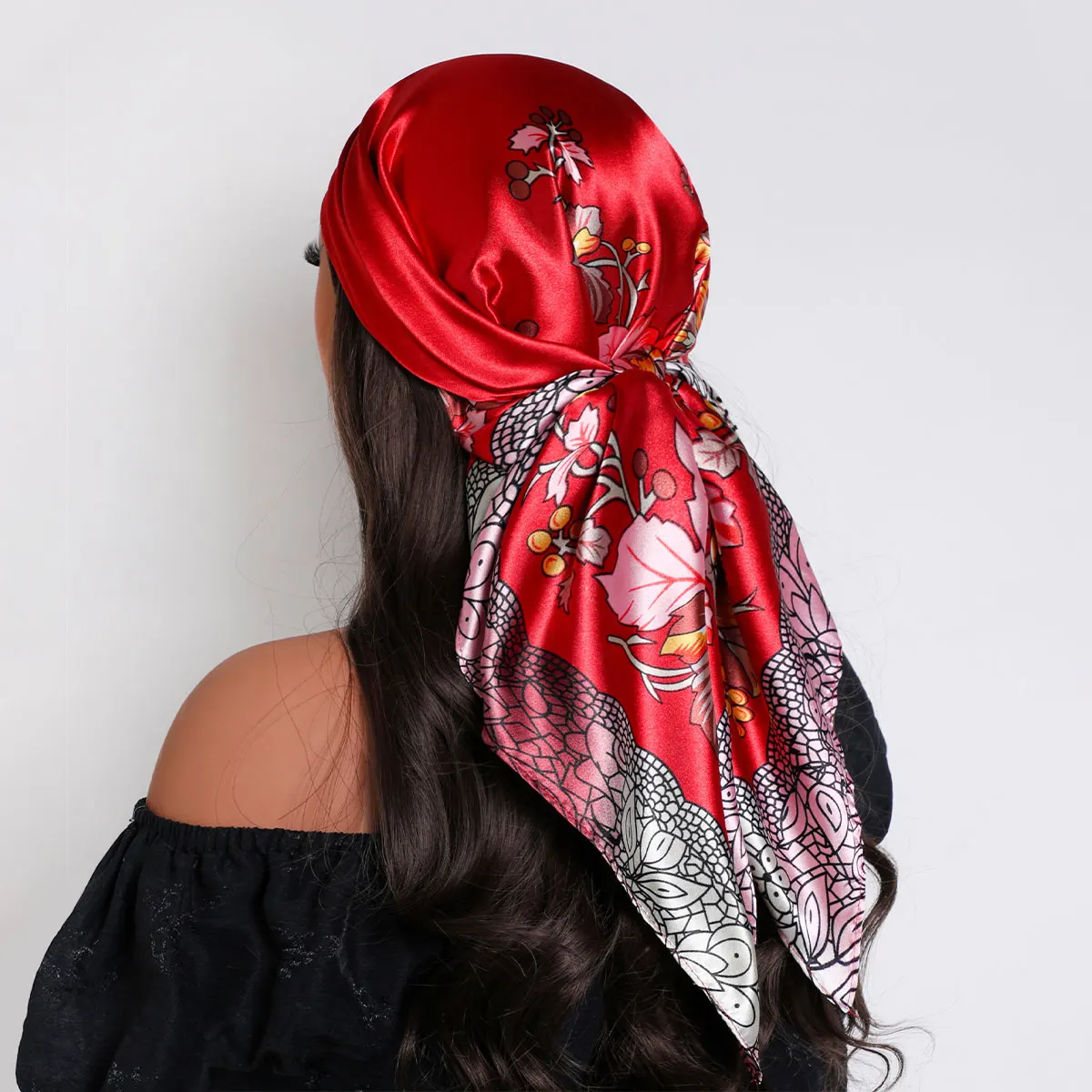 Taschentücher Haar Seidenschal 90*90 cm Druck Satin Große Quadratische Seidenschals Tücher für Frauen Luxusmarke Designer Hijab Stirnband