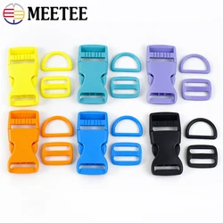 2/5Set Meetee 15/20/25mm Plastic D Ring Side Release Buckle Tri-Glide Slider Clasp Bag Strap Webbing Belt Adjust Hook Pet Collar