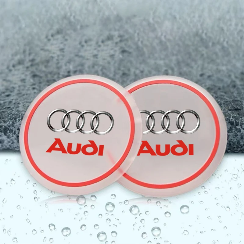 2pcs Car Silica Gel Water Cup Pad Waterproof Anti-slip Mat For Audi A1 A2 A3 A4 A5 A6 A7 A8 Q1 Q2 Q3 Q4 Q5 Q6 Q7 Q8 TT RS3 S5 B8