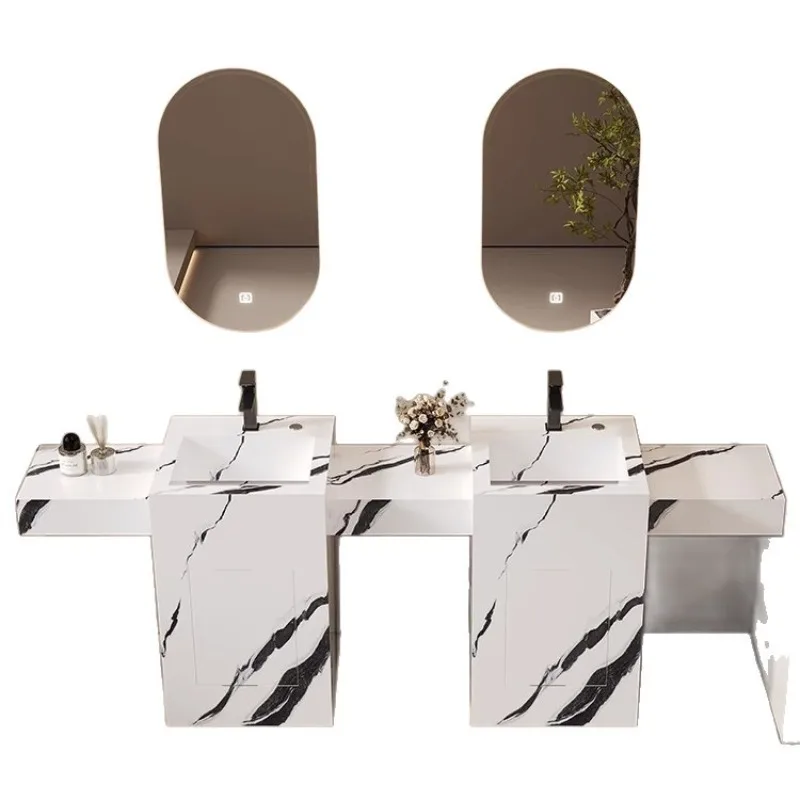 

rock slab column basin, integrated washbasin, floor-to-ceiling marble column washbasin, balcony outdoor washbasin