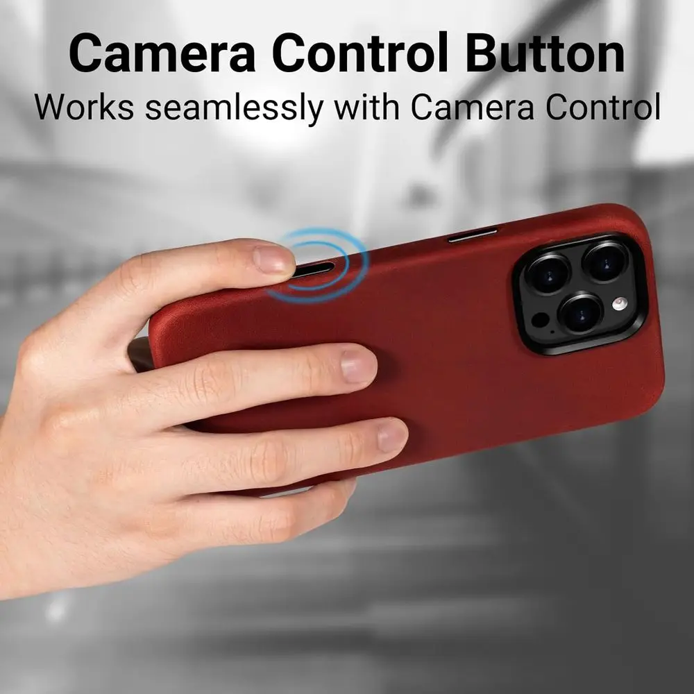 حافظة جلدية لهاتف آيفون 16 برو على الطراز العتيق مع MagSafe وزر كاميرا، جلد كريزي هورس الفاخر، باتينا فريدة من نوعها، مريحة #3