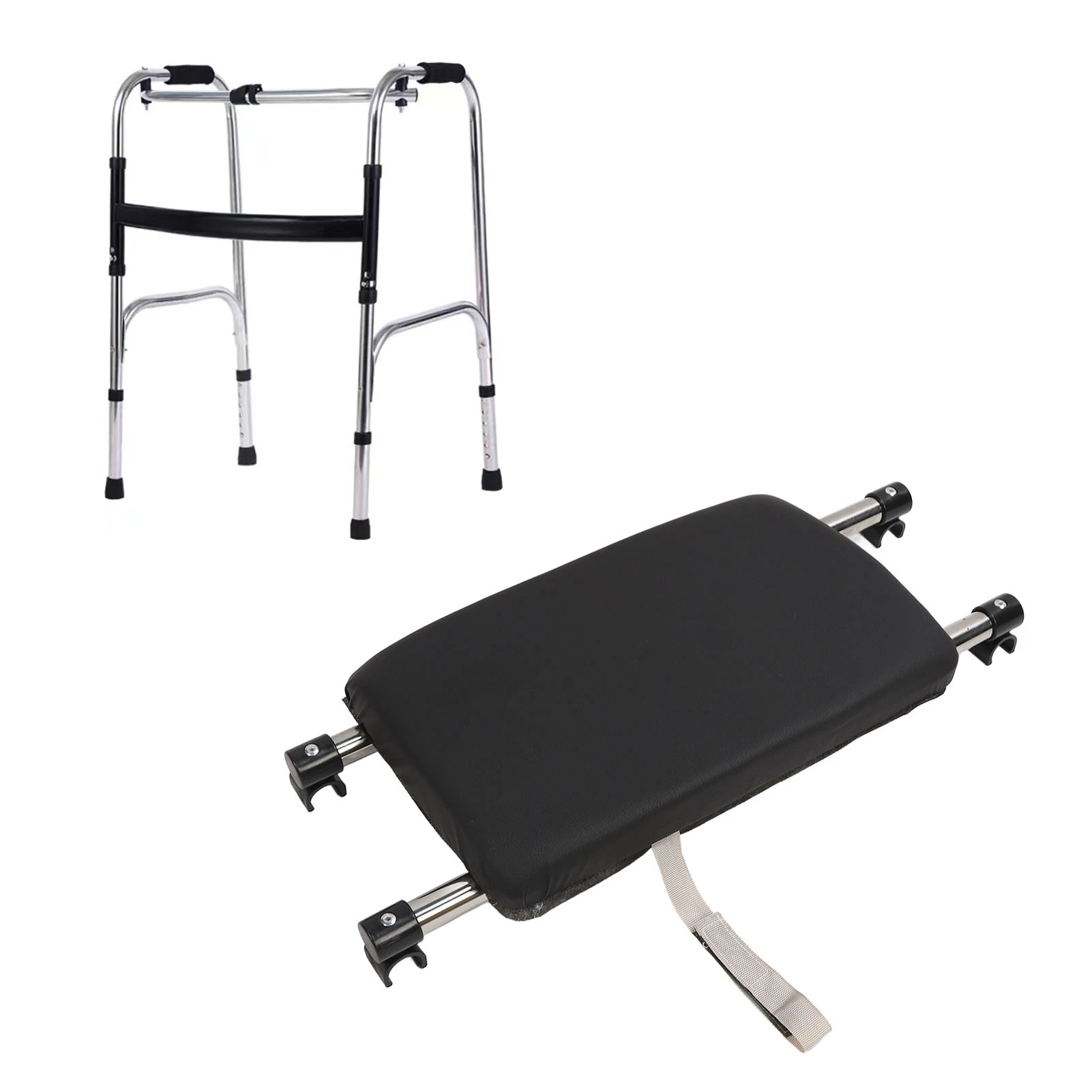 Folding Walker Attachable Seat Walker Rest Seat Extra Wide Strong Load Bearing Foldable Sturdy Easy To Use for Senior