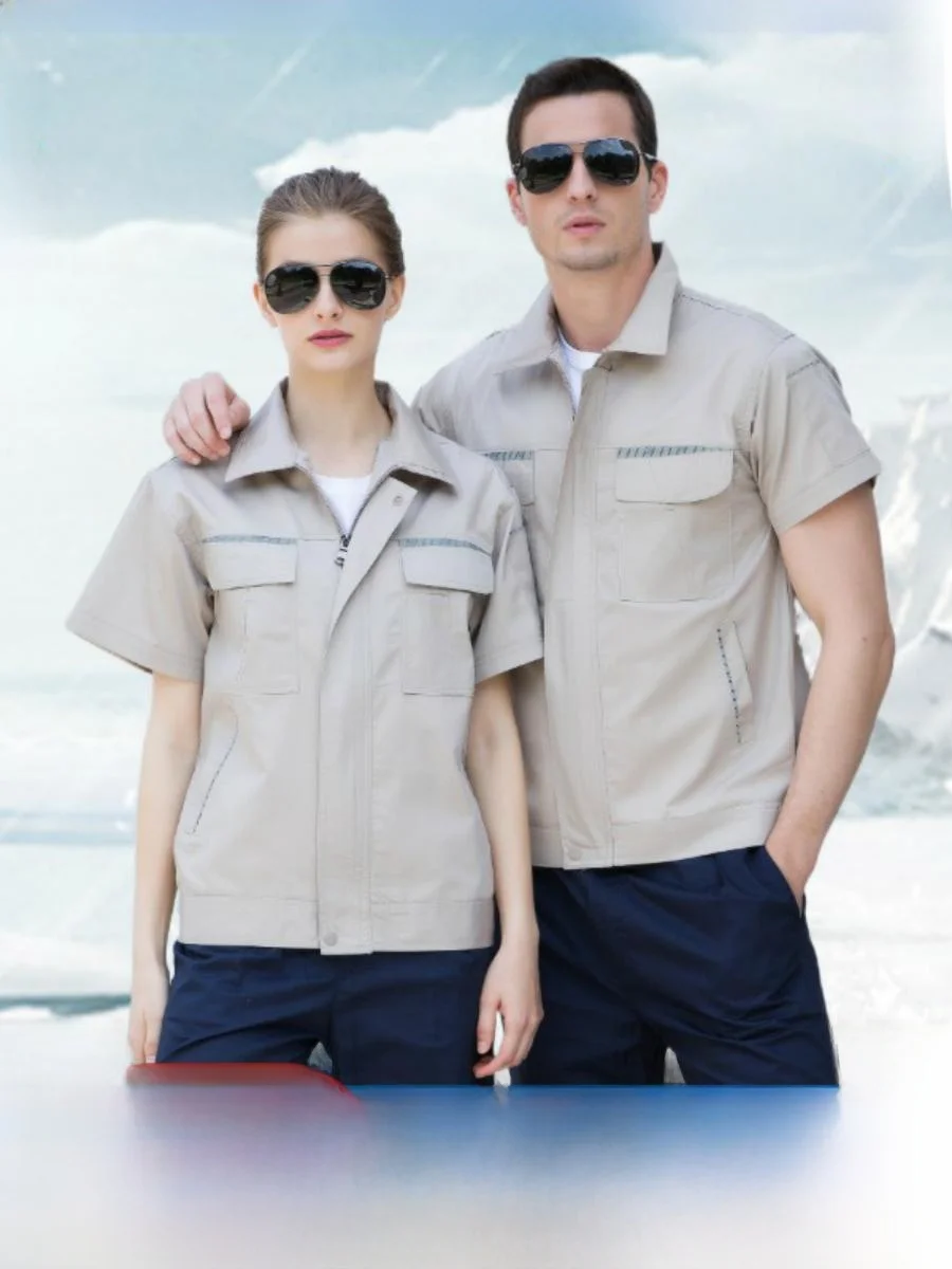 

Мужской летний рабочий костюм с коротким рукавом, тонкий, износостойкий, для авторемонта, верхняя одежда, спецодежда, влагоотводящая