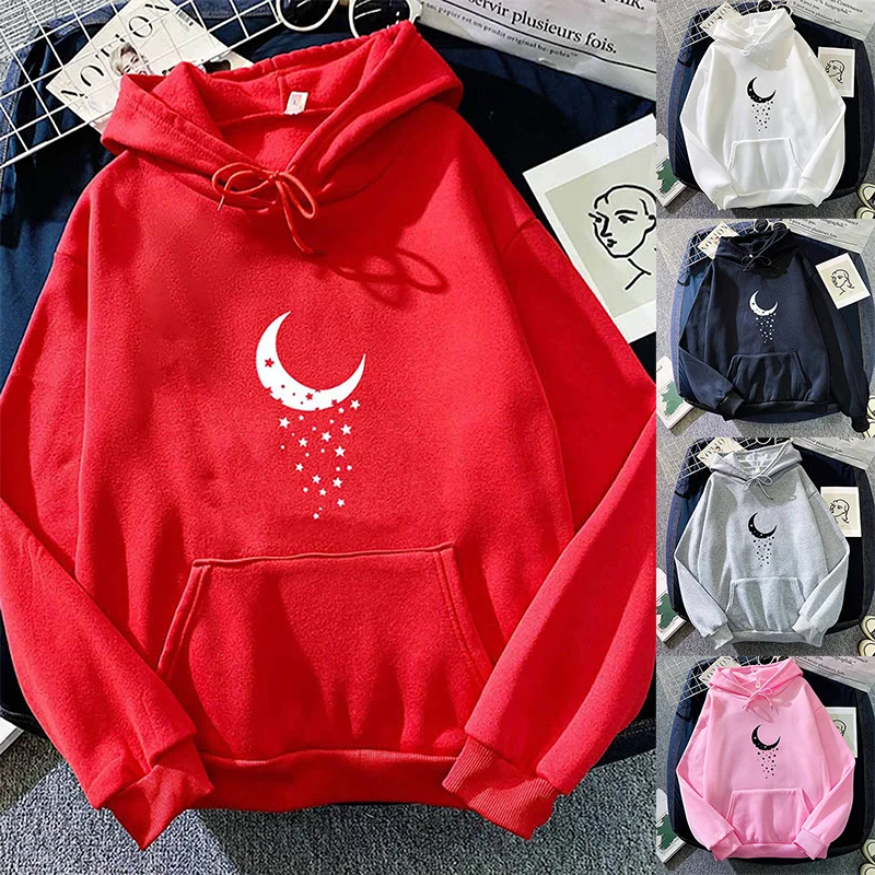 2024 Autumn Hoodie Women's Casual Hooded Sweatshirt Creative Hoodie Matching Streetwear Moon Pattern Monogram Hoodie CYXX121