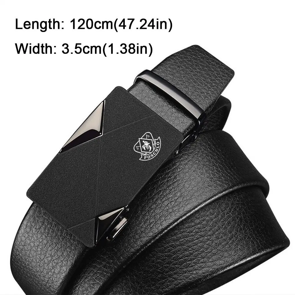 حزام جلد للعمل كاجوال للرجال ، حزام خصر عصري بعلامة تجارية ، إبزيم أوتوماتيكي ، تصميم فاخر ، حزام خصر