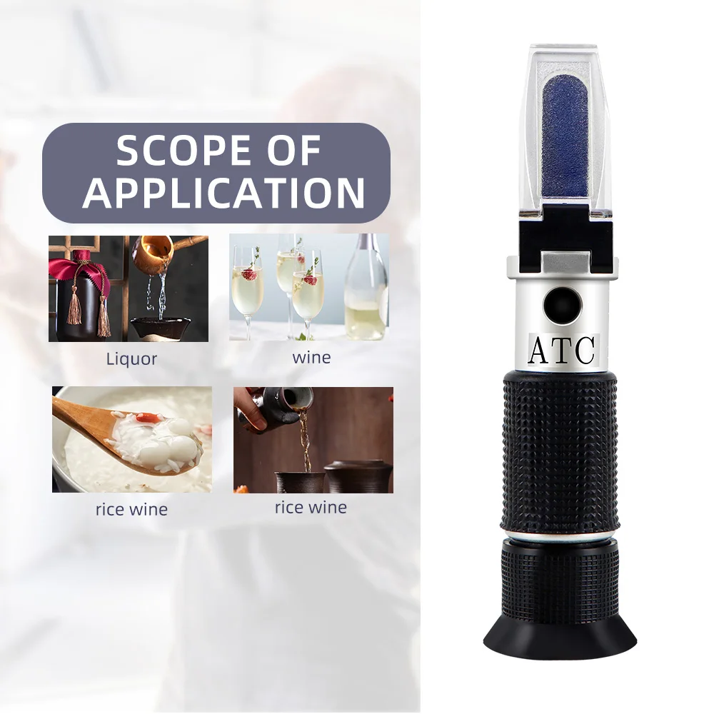 Alcohol Refractometer Handheld 0-80% ATC Spirits Tester Meter Alcoholometer Detector Monitor Liquor Wine Content Tester