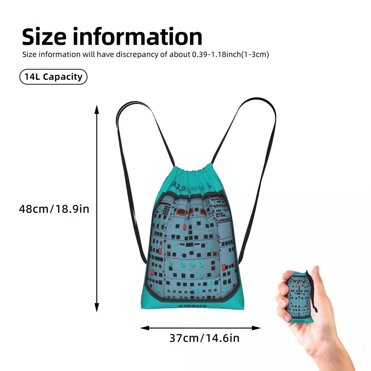 AIRBUS A320 OVERHEAD PANEL Drawstring Backpack Sports Gym Bag Portable Travel Drawstring Bag for Men Women