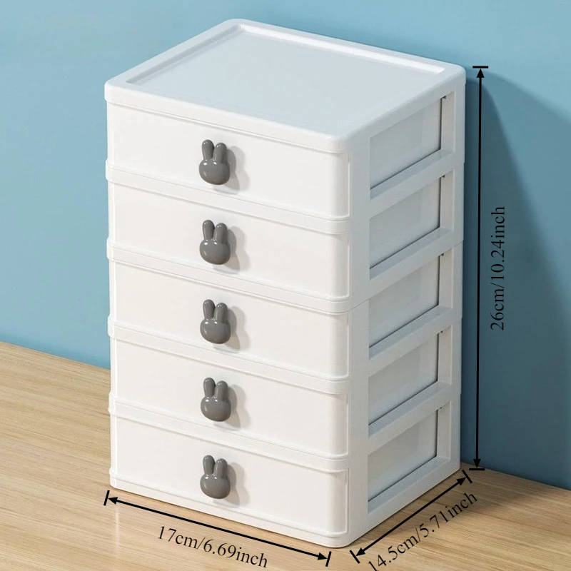Transparenter Stapelbarer Schubladenorganizer - Mehrschichtige PP-Aufbewahrungsbox Modulares Desktop-System für Büro/Schönheitsprodukte (2-5 Ebenen) – Detail 3