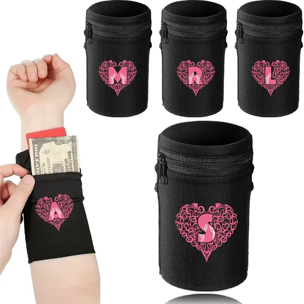 Sports Wristband Bags Wrist Protector Running Sport Safety Black Series Support Brace Wrap Wristband Love Letter Style Wrist Bag