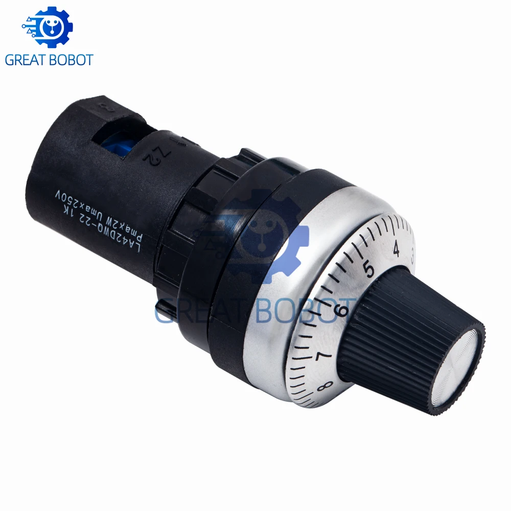 BS LA42DWQ-22-Pro 1K 2K 5K 10K 20K 50K 100k 200k 500K, potencjometr obrotowy o średnicy 22 mm, przełącznik rezystancyjny do Arduino. — zdjęcie produktu 5