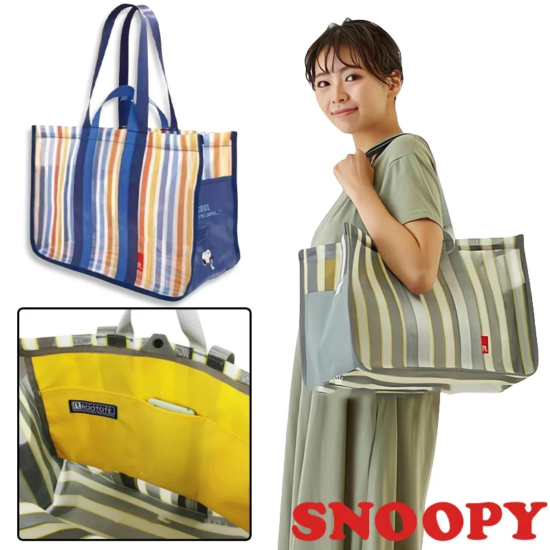 Snoopy Shopping Tote Bag Large Capacity Grocery Storage Cartoon Handbag Women Travel Reusable Fashion Beach Anime Shoulder Bag