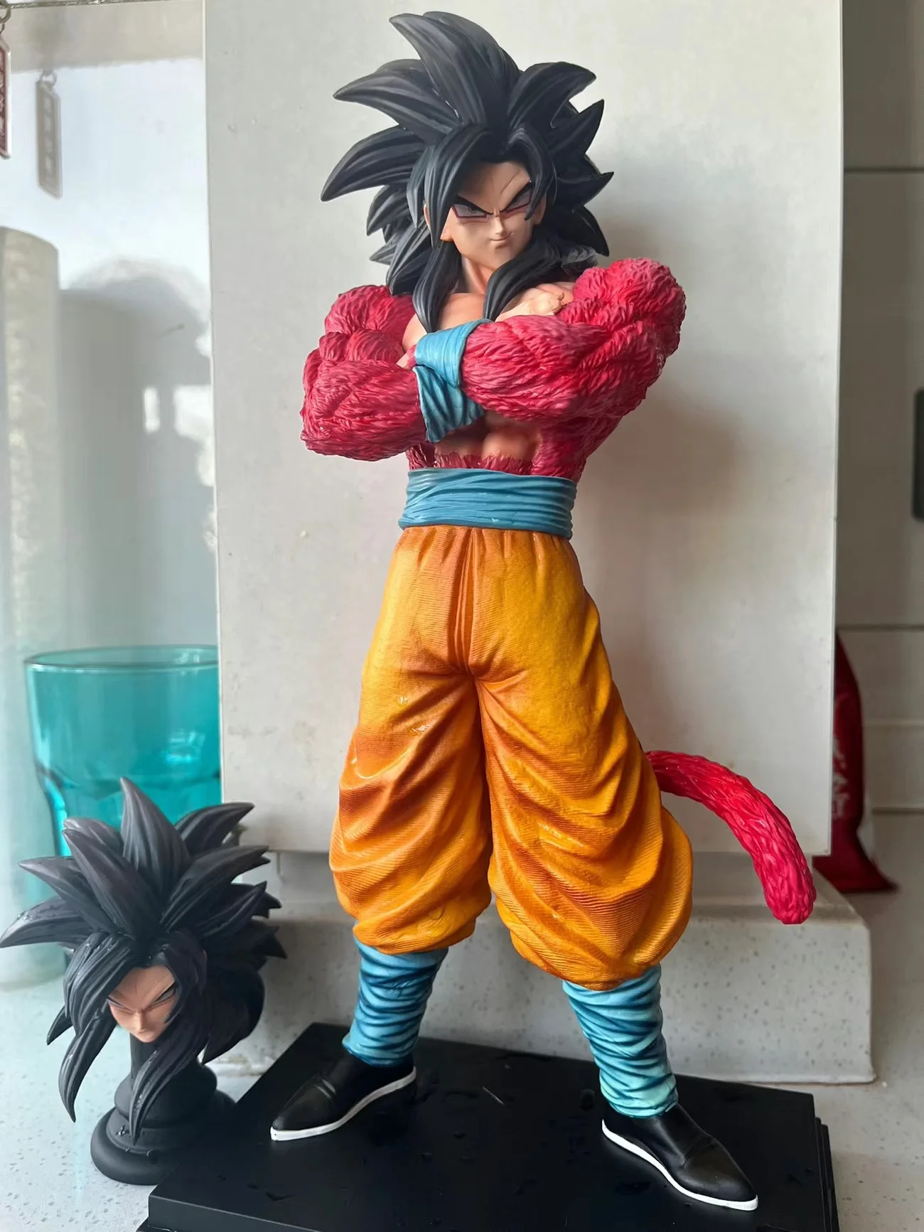 32cm Dragon Ball Z Double Heads Super Saiyan Son Goku Planb Figure Ssj4 Pvc Model Statue Doll Collection Decor Toys Gifts