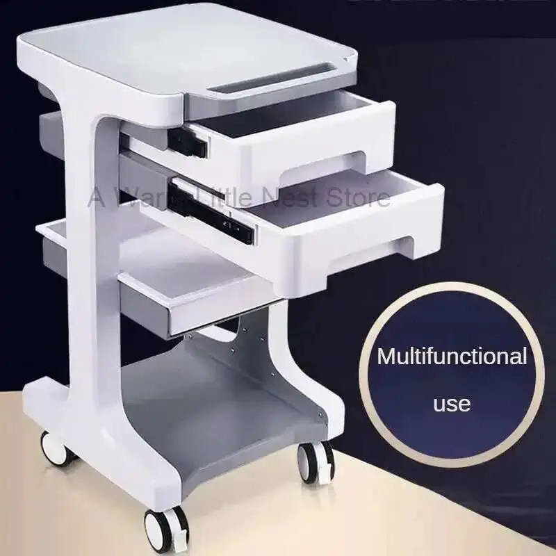 

Minimalist Salon Trolley Cart Beauty Salon Organizer Cart with Wheels High-end Silent Tool Trolley with Drawer for Dental Clinic